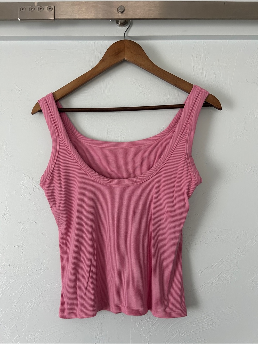 Women's pink Ribbed Tank Top